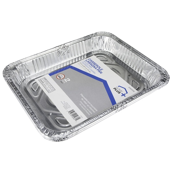 Durable Foil 9-1/4 In. W X 11-3/4  L Casserole Lasagna Pan Silver 2 Pc